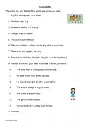 English Worksheet: The Wizard of Oz True or False