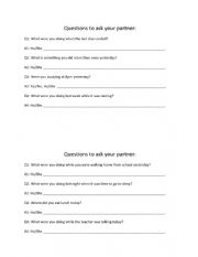 English Worksheet: Past continuous pair work