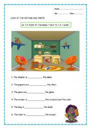 English Worksheet: Preposition of place