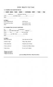 English Worksheet: Song 