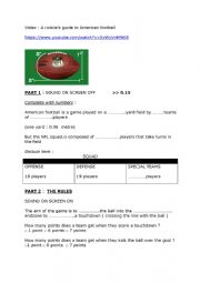 English Worksheet: A rookies guide to American football