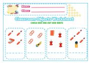 Classroom objects worksheet P7