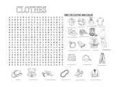 English Worksheet: WORDSEARCH CLOTHES 2