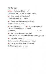 English Worksheet: At the cafe
