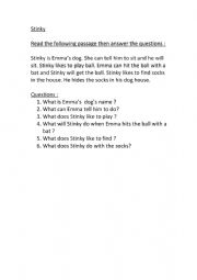 English Worksheet: Stinky 