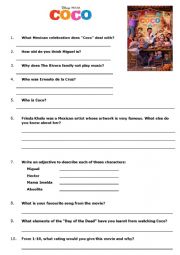 English Worksheet: Coco Worksheet