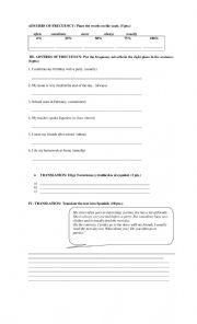 English Worksheet: adverbs of frequency test