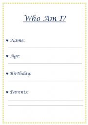 Who Am I? - ESL worksheet by rockita