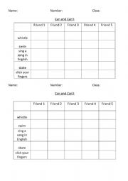 English Worksheet: Can and Cant Class Survey