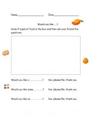 English Worksheet: Would you like....Mingle actvitiy