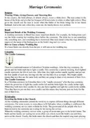 English Worksheet: Marriage Ceremonies