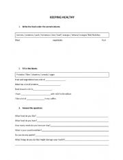 English Worksheet: Keeping healthy