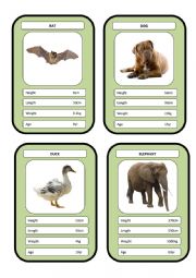English Worksheet: Top Trump Cards - Animals
