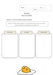 English Worksheet: Article Worksheet