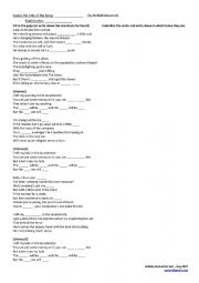 English Worksheet: Blues are Still Blue Song by Belle & Sebastian