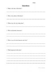 English Worksheet: book report questions