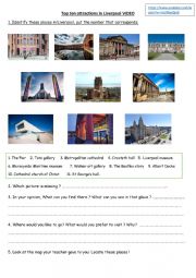 English Worksheet: Top ten attractions in Liverpool