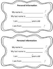English Worksheet: Personal Information