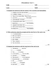 English Worksheet: Progress test