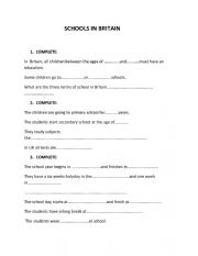 English Worksheet: SCHOOLS IN BRITAIN
