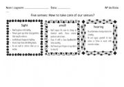 English Worksheet: Care of five senses