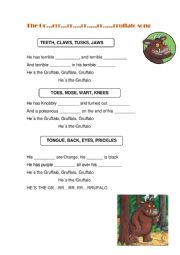 English Worksheet: the gruffalo song