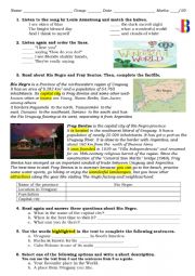 English Worksheet: Describing places Describing places. (Listening with a song, reading, vocabulary and writing)