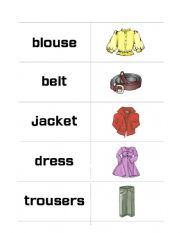 English Worksheet: Clothes flashcards