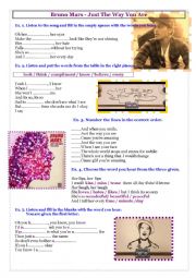 English Worksheet: just the way you are