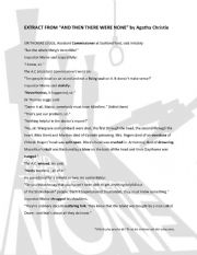 English Worksheet: And then there were none