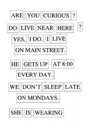 English Worksheet: GAME: SENTENCES