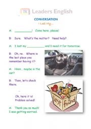 English Worksheet: I Lost My...