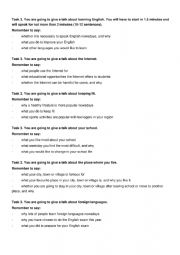 English Worksheet: speaking exam