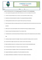 English Worksheet: Purpose clauses 3 - Technology