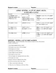 English Worksheet: Countable and Uncountable Nouns and Adverbs of Quantity