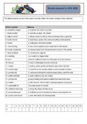 English Worksheet: Work - Jobs_Words present in job ads