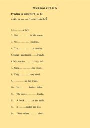 English Worksheet: Worksheet Verb to be present simple tense