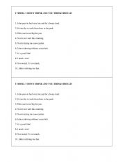 English Worksheet: SHOULD - situation cards