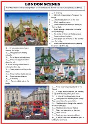 English Worksheet: London Scenes, picture description