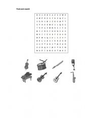 Musical Instrument Wordsearch