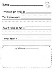 English Worksheet: Dream pet writing prompt