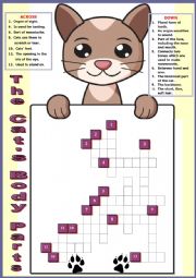 The Body Parts of the Cat. Crossword + KEY