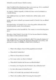English Worksheet: St Patricks Day Facts and Questions