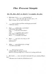 English Worksheet: THE PRESENT SIMPLE