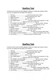 English Worksheet: Subject-Verb Agreement