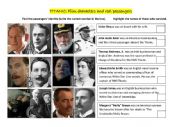 English Worksheet: Titanic: Characters vs real passengers