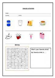 English Worksheet: Drinks