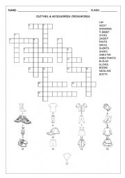 English Worksheet: CLOTHES & ACCESSORIES CROSSWORDS