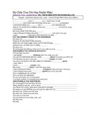 English Worksheet: my only one song (Sebastian yatra)