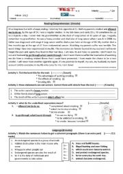 English Worksheet: 9th form, test3 
